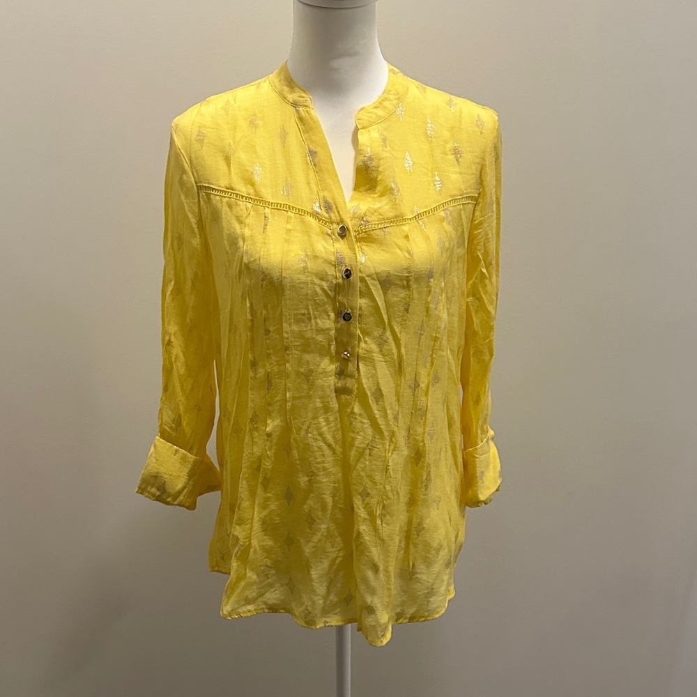 Cocomo Yellow Sheer Blouse with Button Detail
